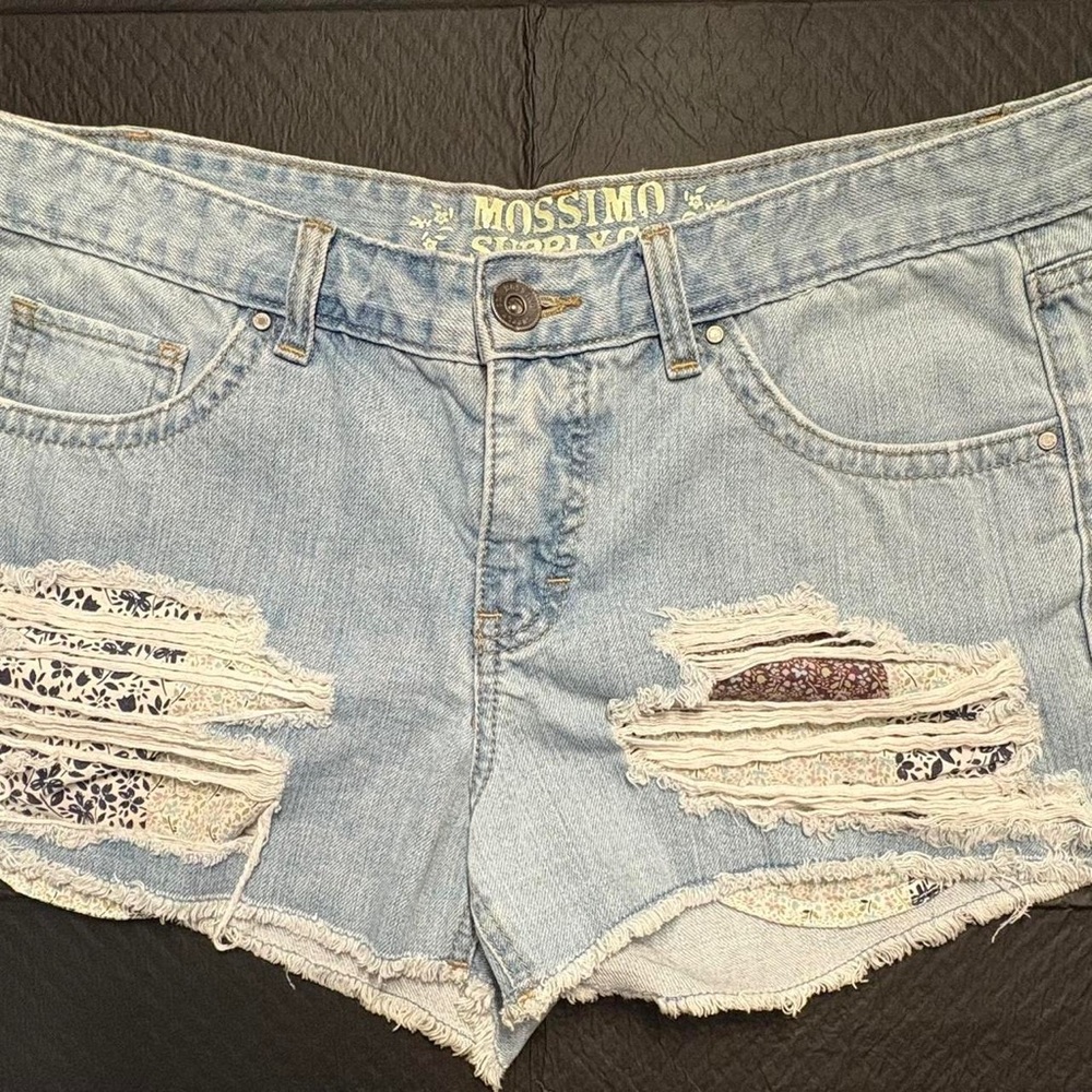 Mossimo Supply Co. Women's Ripped Jean Shorts - Light Blue